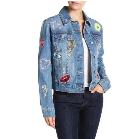 Bagatelle Embellished Oversized Denim Jacket - Picture 2 of 11